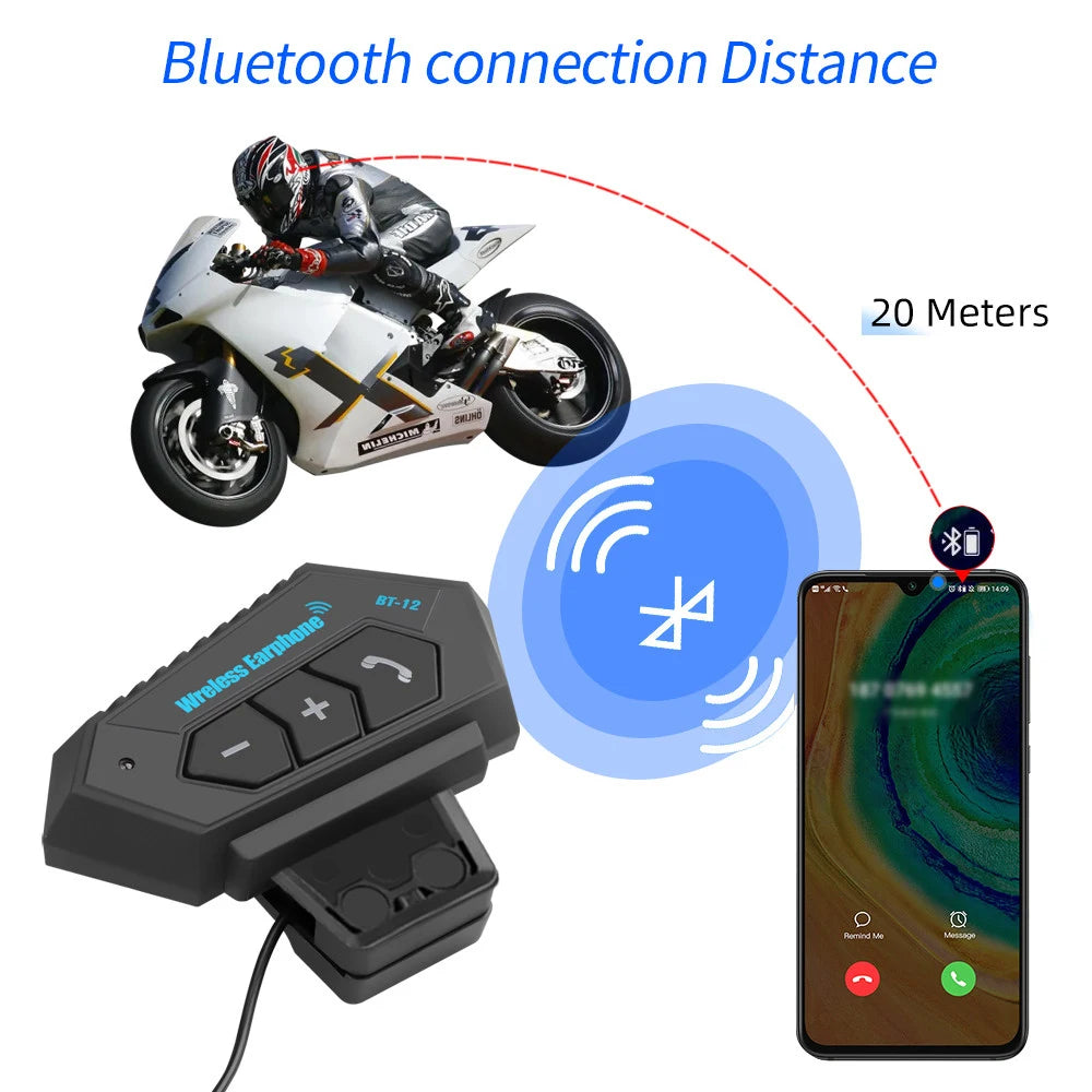 BT12 Motorcycle Helmet Headset Stereo Bluetooth Earphone Wireless