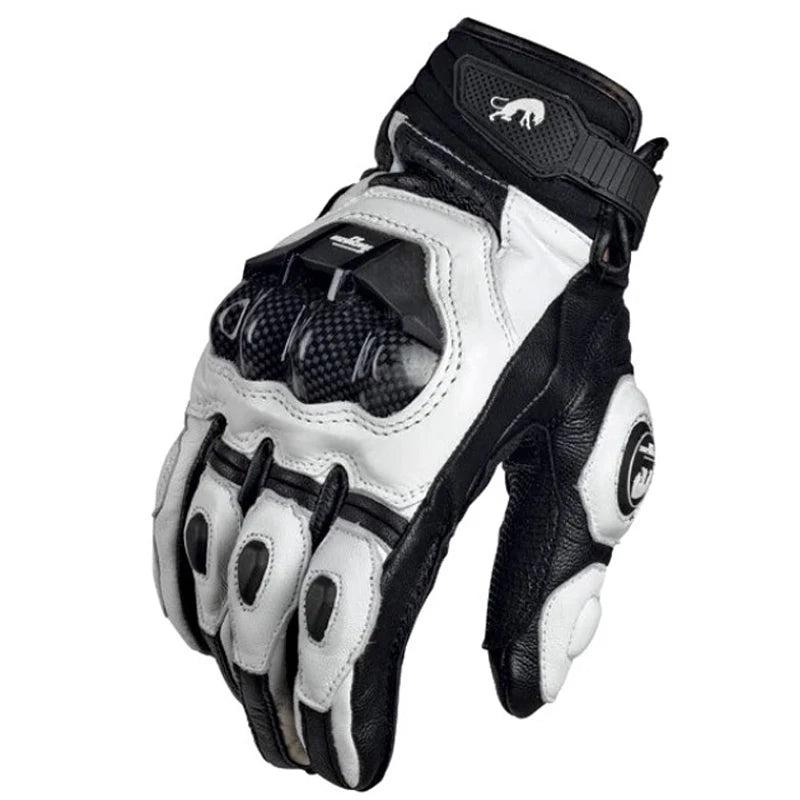 Mens/Women 4 Season Driving Supertech Black/White Motorcycle Leather Gloves