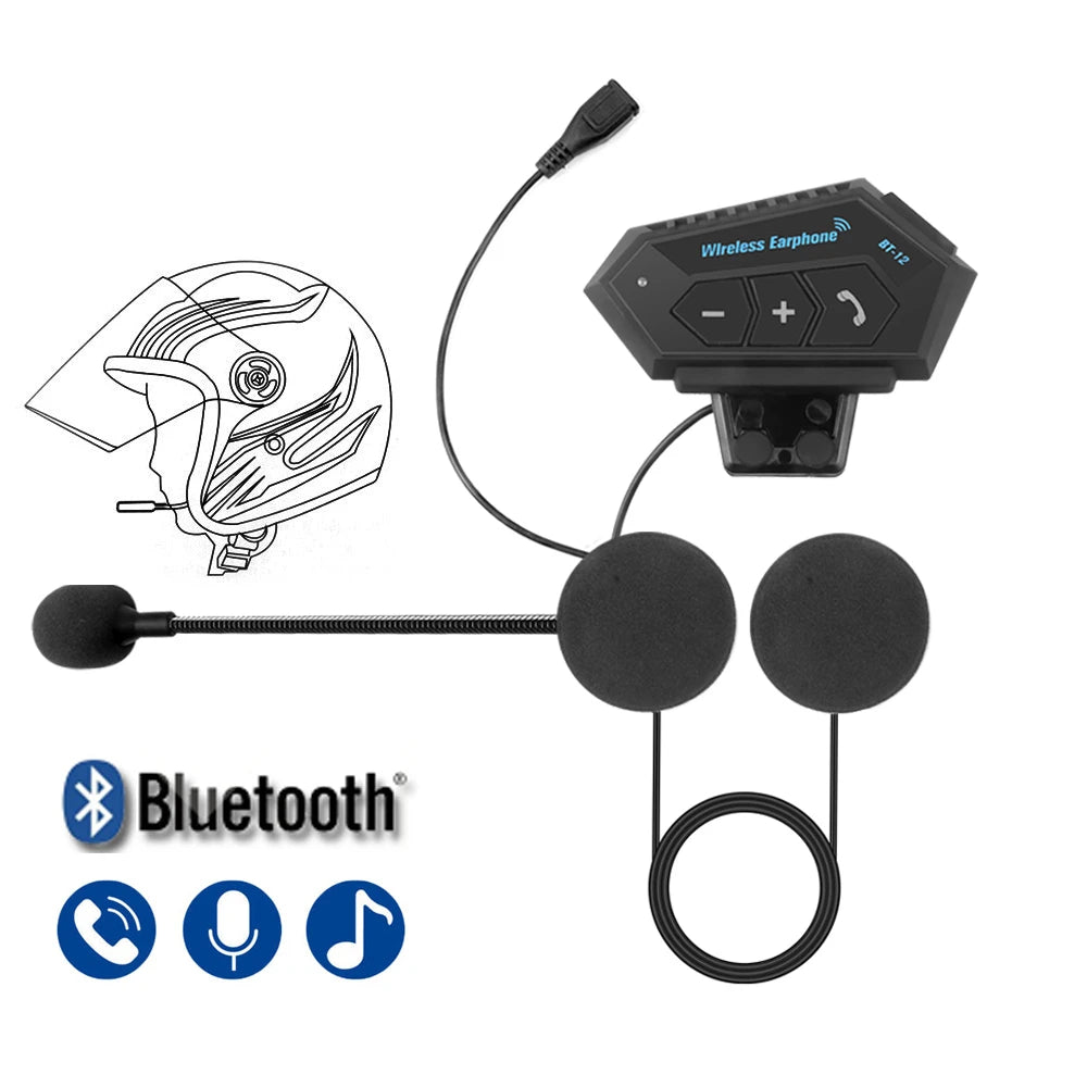 BT12 Motorcycle Helmet Headset Stereo Bluetooth Earphone Wireless