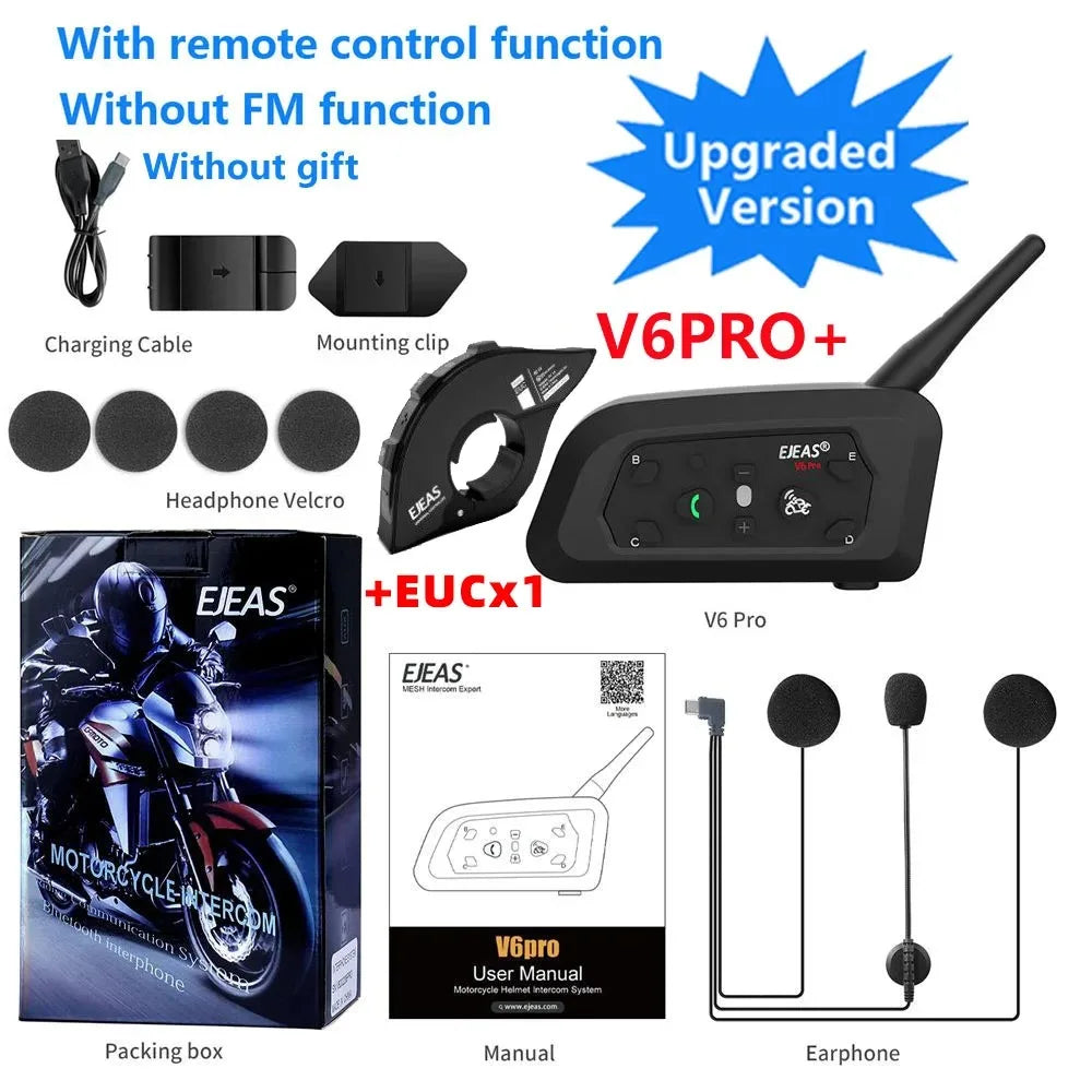V6 PRO+/PLUS Motorcycle Helmet Bluetooth Walkie Talkie
