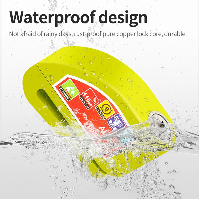 Motorcycle Bicycle Lock Alarm Padlock Disc Aluminum Alloy Anti-Theft