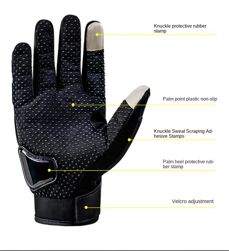 Motorcycle Breathable Full Finger Gloves Leather Protective Equipment