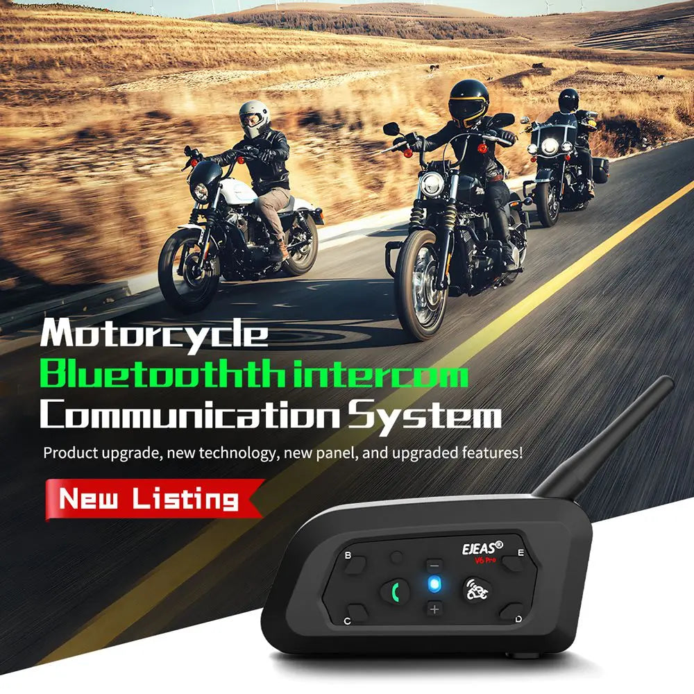 V6 PRO+/PLUS Motorcycle Helmet Bluetooth Walkie Talkie
