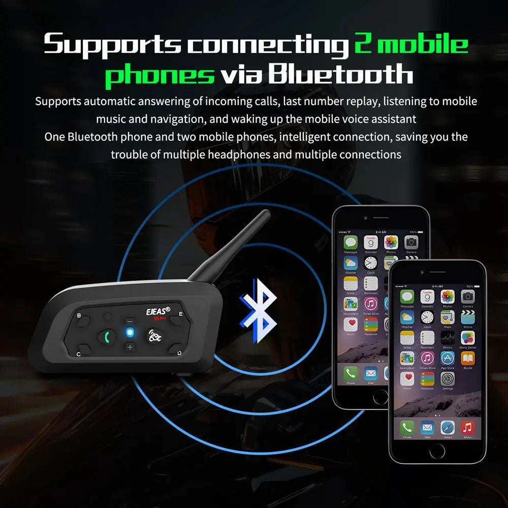 V6 PRO+/PLUS Motorcycle Helmet Bluetooth Walkie Talkie