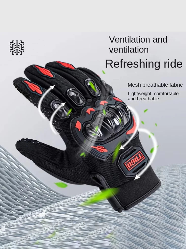 Motorcycle Breathable Full Finger Gloves Leather Protective Equipment