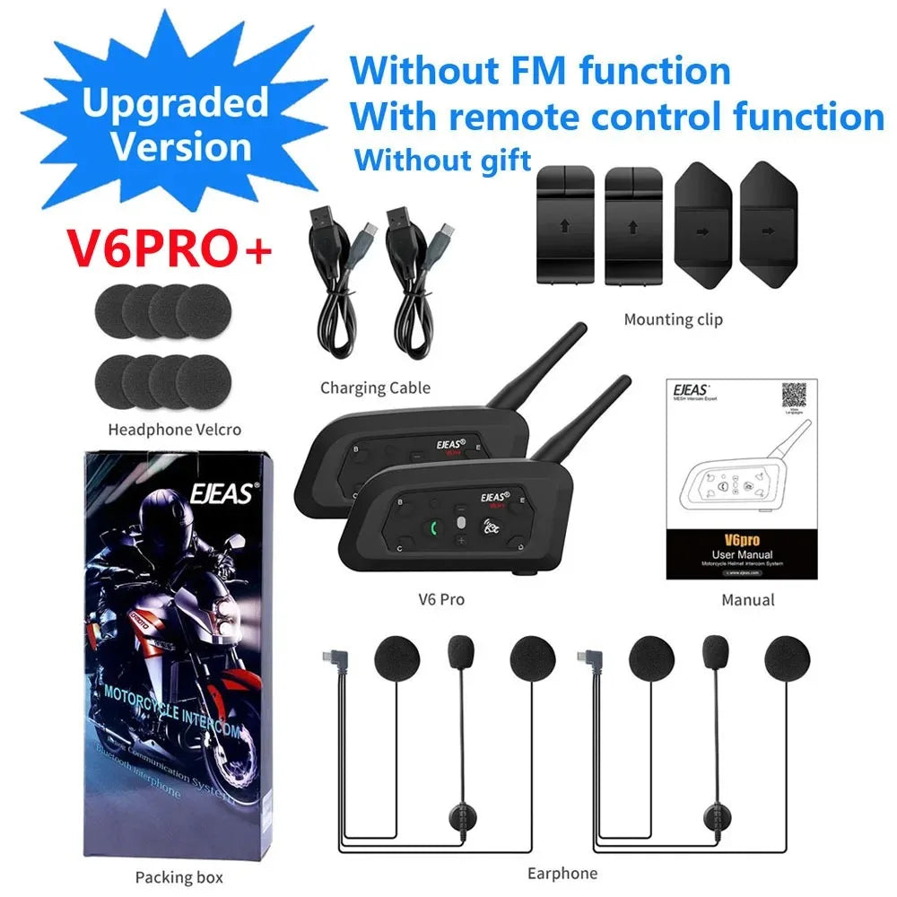 V6 PRO+/PLUS Motorcycle Helmet Bluetooth Walkie Talkie