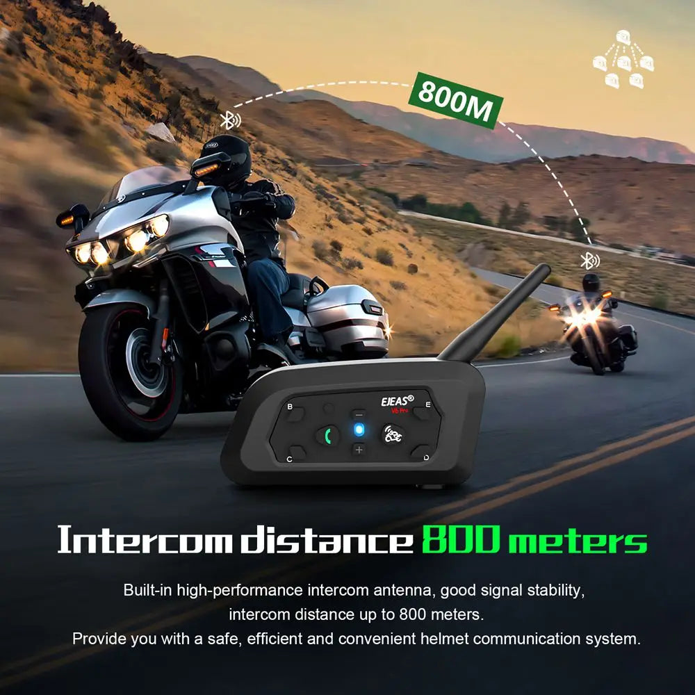 V6 PRO+/PLUS Motorcycle Helmet Bluetooth Walkie Talkie