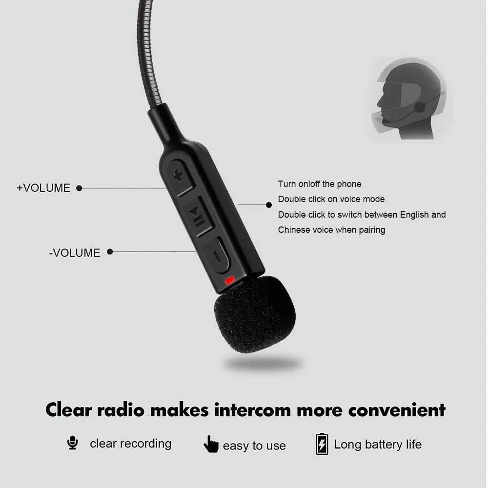 Motorcycle Helmet Bluetooth 5.3 Headset Stereo Headset Motorcycle