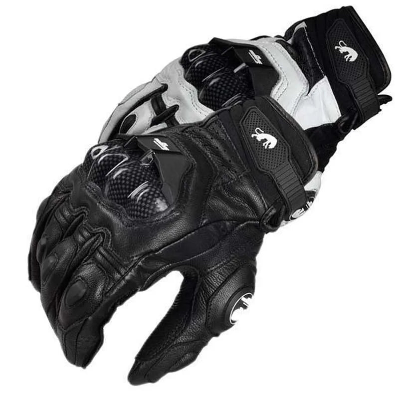 Mens/Women 4 Season Driving Supertech Black/White Motorcycle Leather Gloves