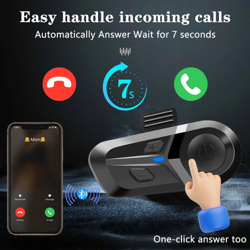 Bluetooth 5.3 Helmet Headset Wireless Hands-free Call Phone Kit Motorcycle Waterproof